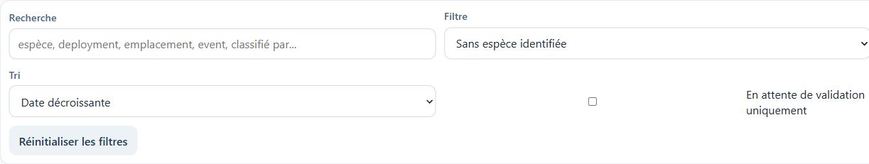 Exemple : ne garder que les observations dont l’espèce n’est pas identifiée.